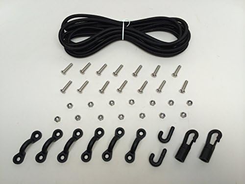 Pactrade Marine Kayak Bungee KIT 150" Leash 2 J-Hook 2 Terminal Cord Sleeve 14 Screw NUT 6 PADEYE