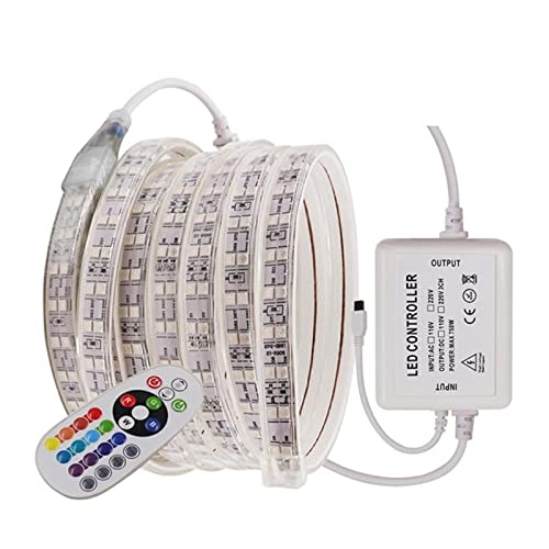 Ruban LED RVB 5050 double rangée 220V 110V étanche tactile 30m