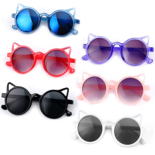 Konohan 6 Pairs Toddler Cat Shaped Sunglasses Girl Kitty Glasses Cute Cat Sun Glasses Outdoor Eyewear for Beach Party Summer Activities