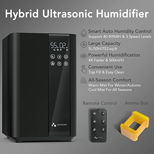 Asakuki 300Ml Essential Oil Diffuser & 5L Large Top-Fill Warm And Cool Mist Humidifier Essential Oil Diffuser Bundle #TOP1