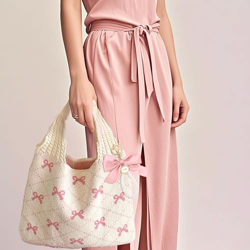 Bolso Hobo Rosa tipo Tote de Crochet para Mujer miniatura 2