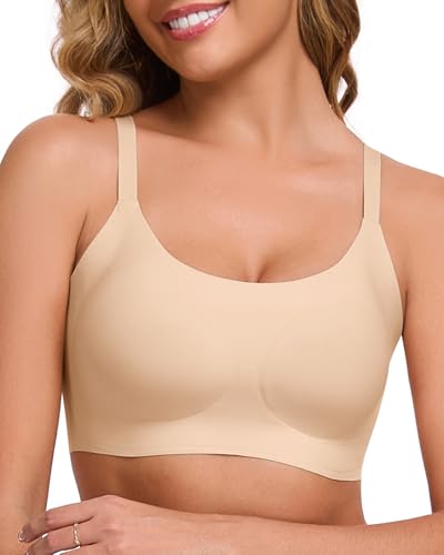 Seamless Bras Spaghetti Strap Pull On Bralette for Women Wireless Comfortable Breathable Smooth Everyday Sleep Bras