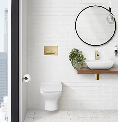 Wall Mount Dual Flush Actuator Plate with Rectangle Push Buttons in Matte White by Swiss Madison - Image 5