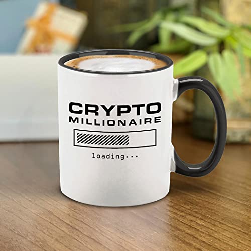 shop4ever Crypto Millionaire Loading... Ceramic Coffee Mug Cup, Funny Digital Currency Gift 11 oz. (Black Handle) - Image 3