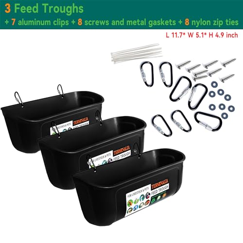 Terminalia 3 Pack Duck Chicken Poultry Hanging Fence Feeder | 8 Quarts in Total | Black｜A Free Feed Scoop Included by Terminalia - Used condition - Image 2