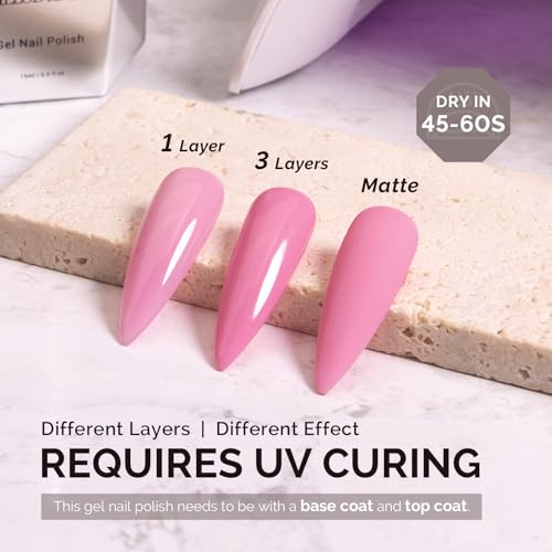 Image of MelodySusie 0.5fl oz Rose Pink Gel Nail Polish, Nails Soak Off UV LED Peachy Pink Gel Polish Gift for Women Nail Art Manicure Salon DIY Nail Design Decoration at Home-A2611