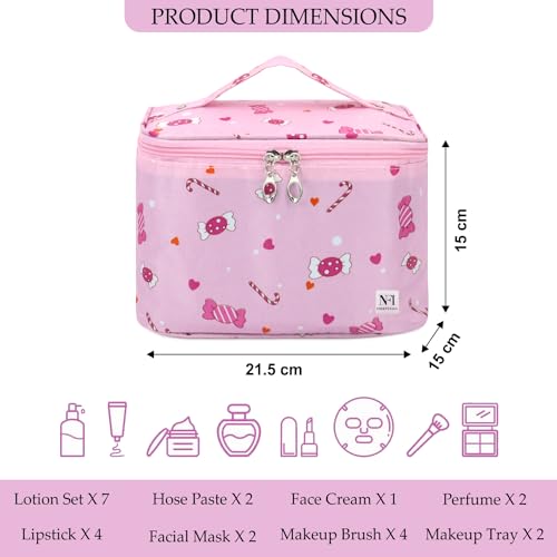 Image of NFI essentials Printed Cosmetic Organizer Bag, Makeup Bag for Women Toiletry Bag Makeup Organizer Make up Kit Travel Pouch Vanity Bag Pouch for Girls
