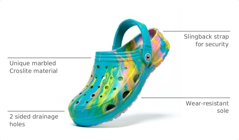 Image of Generic Boys&Girls Classic Marbled Tie Dye Clog shoes Camouflage Clogs size5, Blue Yellow