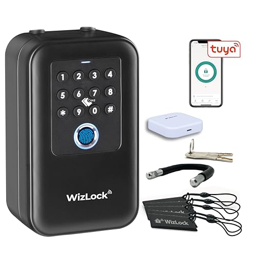 WizElek - Boîte à clés connectée Tuya - Autonomie accrue - Capteur exclusif Ouvert/Fermé - Passerelle Bluetooth/Wi-Fi - Empreinte digitale, Code, 5...
