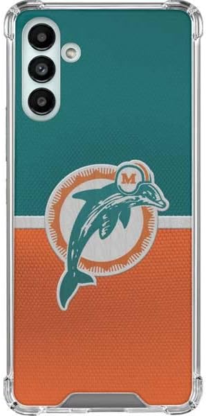 Skinit Funda transparente compatible con Samsung Galaxy A13 5G – Diseño vintage de Miami Dolphins con licencia oficial de la NFL