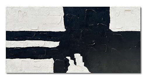 NANKAI Hand-Painted Black and white minimalist style abstract art painting