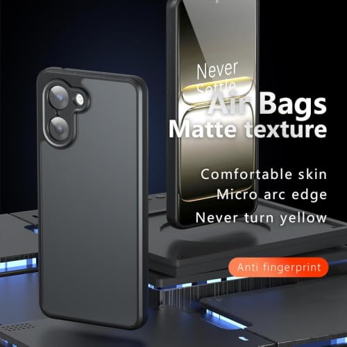Image of Matte PC + TPU Back Cover Case for OnePlus Nord CE5 5G, Airbag Corner Protection, Anti-Fingerprint, Micro Arc Edge, Never Turns Yellow, Camera Lens Guard, over Case for OnePlus Nord CE 5 Black