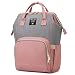 Diaper Bag Organizer Insulated Waterproof Travel Nappy Backpack Large Capacity Tote Shoulder Nappy Bags for Mommy Backpack with Multi-Function, Durable and Stylish (Grey & Pink)