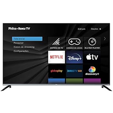 Fast Smart TV LED 58," Ultra HD 4K, PTV58G70R2CSGBL, Philco, Roku TV, Midiacast, Dolby Audio