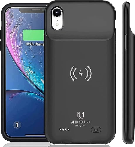 iCatchy Battery Case for iPhone XR(6.1 Inches) 7000mAh,Qi Wireless Charging Compatible,Slim Extended Rechargeable External Black Pro