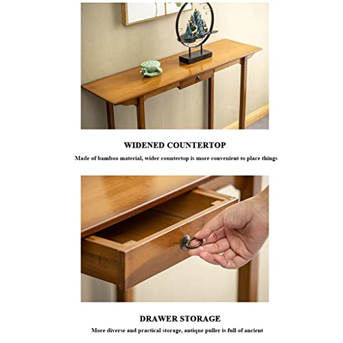 Mesa de consola de madera maciza de bambú con cajón elegante para entrada 3