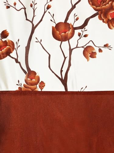 Image of Fashion String 2 Pieces 3D Tulip Patch Grommet Polyester Long Door Curtains - 9 Feet, Brown