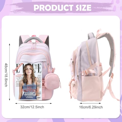 Image of TS WITH TECHSUN College Laptop Backpack for Women & Teens with Zipper Pouch | School Bag for Girls 13-14 Years | 18 Inch Book Backpack - Cute Accessory | Travel School Bag - Camping, Tuition, Coaching