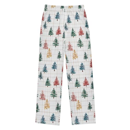 Christmas Pajama Pants Colorful Tree Checked Pattern Long Sleep Pants Lounge Bottoms