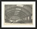  Kunstdruck Die Halle des neuen Anhalter Bahnhofs in Berlin Theuerkauf Zug Faksimile_E 12612