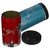 FUNNETOYU Tarros de Té de Hojalata Sellados Paquete de 2 Unidades Diseño Chino Tradicional en Azul y Rojo Botes Compactos para Almacenar Especias y Alimentos Recipientes Herméticos para