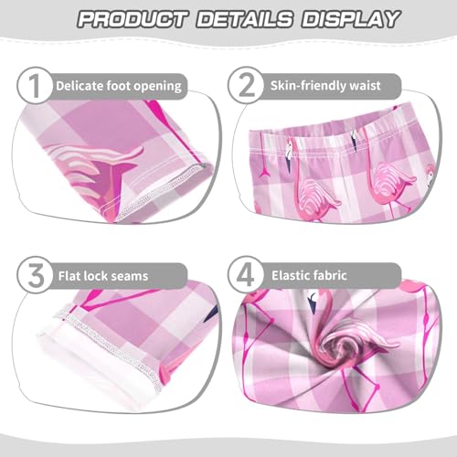 Bolaz Toddler Girls Leggings Printed Yoga Pants Leggings Pink Flamingo Pink Stripe for Kids3