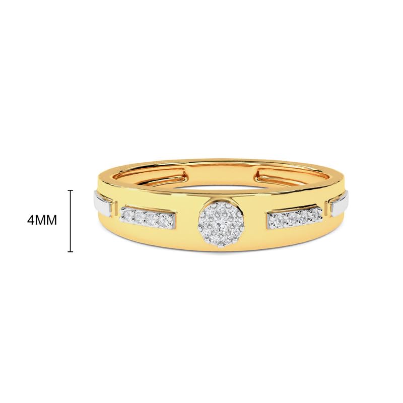 Image of KISNA 14k / 18k Real Gold & Diamond Ring | Diwali, Rakhi Rakshabandhan Gift for Brother, Husband | With Certificate of Authenticity & BIS-Hallmarked Gold Jewellery | Linear Diamond Ring For Him