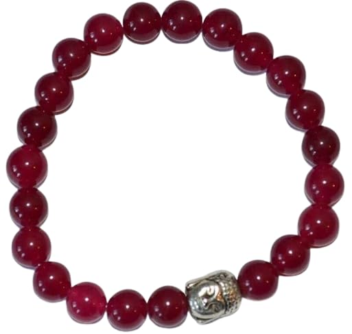 IRIS GEMS Ruby Stone Bracelets For Women IGL Lab Certified 8mm Bead Size Round Shape Rubyy Bracelet For Men With Silver Buddha Bracelet For Men Best Collection माणिक स्टोन ब्रेसलेट For Wearing