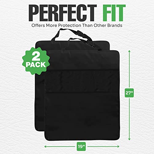 Lebogner Back Seat Cover For Kids + 3 Pocket Storage Organizer, 2 Pack X-Large Waterproof Kick Mats Backseat Protector, Car Seat Back Protectors For Vehicles To Protect From Dirt, Mud & Scratches #TOP6