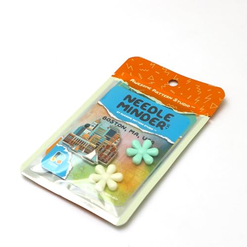 Image of Awesome Pattern Studio Needle Minder Set - Boston Magnetic Needle Minder + 2 Needle Threaders. Enamel Pin for Cross Stitch, Embroidery and Craft
