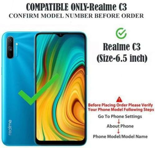 Image of Bintage Back Cover Compatible for Realme RMX2027 /Realme C3 | Cute Fun Ball | 3D Taddy Smiley Coffee | Milk Case | Full Body Protection - Black