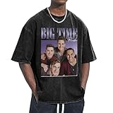 Unisex Time Rock Music Boy Band Rush T-Shirt Baumwolle T-Shirt Antik Waschverfahren Abgesenkte Schulter Kurzarm für Büro Wochenenden und sportliche Aktivitäten