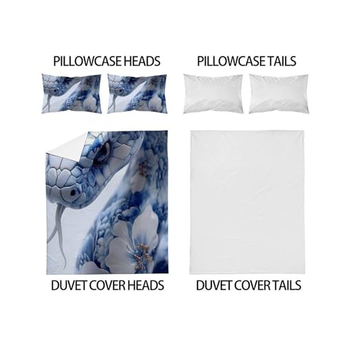 Housse de couette serpent bleu et blanc microfibre infroissable 260x220