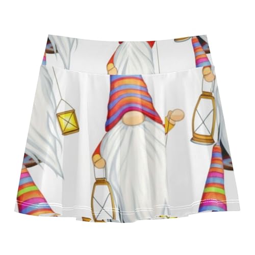 Athletic Shorts for Girls Skorts Tennis Skirts Kids Running Butterfly Skirt Whimsical Cute Gnomes White 3t2