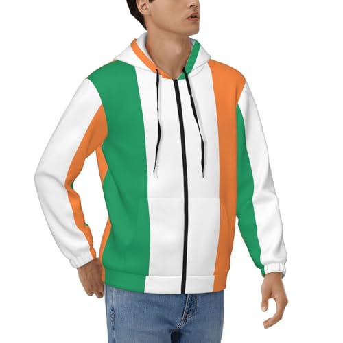 Sweat à capuche zippé homme EdWal au style décontracté avec imprimé drapeau irlandais