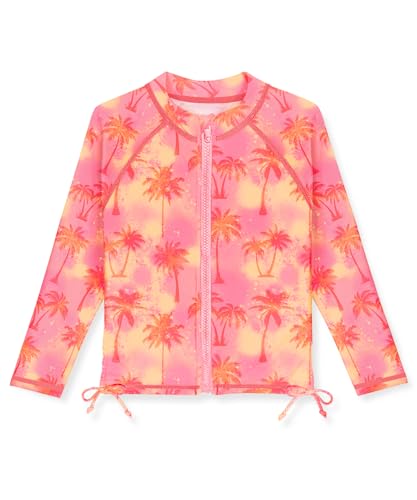 Image of BesserBay Girls Rash Guard UPF 50+ Zip Up Raglan Long Sleeve Adjustable Drawstring Swim UV Jacket 4-14 Years