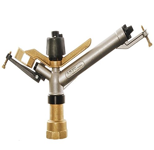 Cañón de riego largo alcance Ambo 1 1/2" | Ángulo de riego 360º | Alcance 16 a 29 mts | Presión de trabajo 1,5 a 5 bar | Conexión 1 1/2" hembra | Fabricado en metal