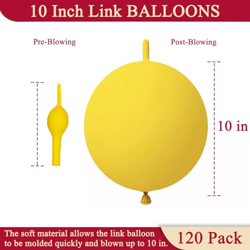 Image of Yellow Link Balloons 10 Inch 120 Pcs Latex Linking Balloons for Birthday Wedding Party Festival Decorations
