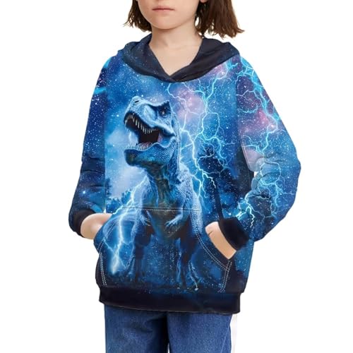 Image of WELLFLYHOM Boys Hooded Sweatshirts Hoodie Pullover Cool Graphic Crewneck Blouses Size 6-16