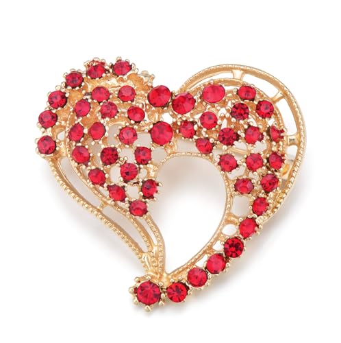 Image of Heart Brooches for Women Rhinestone Crystal Heart Brooch Pin Gift for Wife Girlfriend