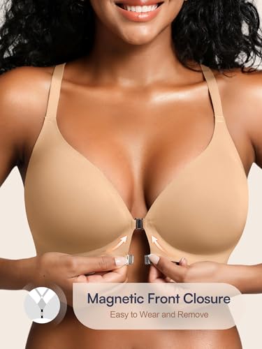 Racerback Bras with Metal Magnetic Front Closure - S-XL Wireless for Women No Underwire Seamless Supportive Bralettes4