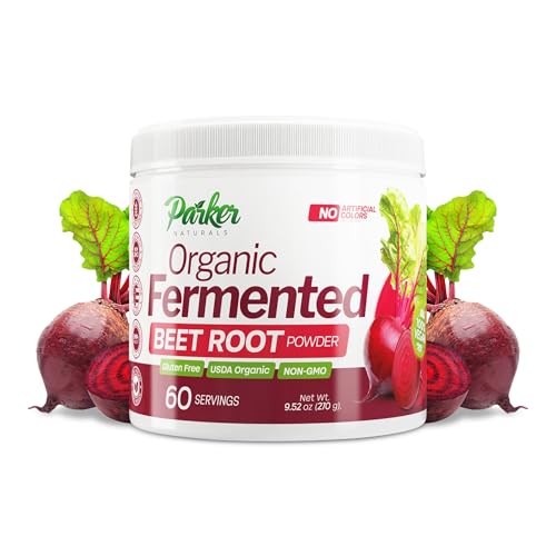 Parker Naturals Organic Fermented Beet Root Powder, 9.52 oz Beet Powder Supports Healthy Immune System, Gluten Free, Non-GMO, & Vegan Beets Supplements, 60 Servings
