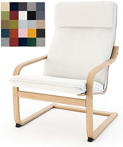Vepping Lude Multi Colored Armchair Replacement Cover, Fits IKEA Poäng Armchair, Cushion not Included (Cushion Design 3, Cotton - White)
