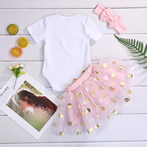 Baby Girl 1St Birthday Cake Smash Toddler Girl Miss Onederful Romper Tutu Skirt With Headband Clothes Set (Pink, 12-18 Months) #TOP2