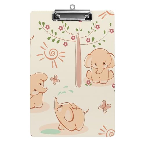 クリップボード 象柄 可愛い 子象 A4サイズ対応 クリップファイル バインダークリップ 用箋ばさみ ファイルボード メモ帳 縦型 書類整理 おしゃれ かわいい 筆記 多機能 壁掛け プレゼント