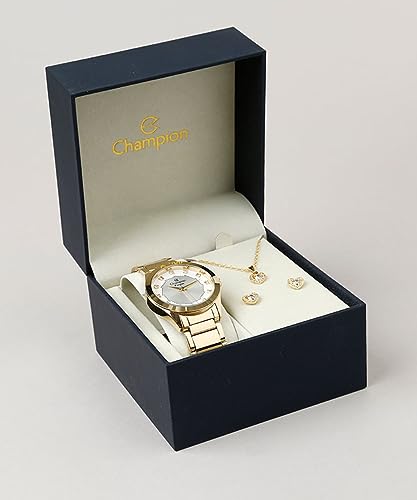 Kit Relógio Feminino Champion Analógico Ch24759w - Dourado