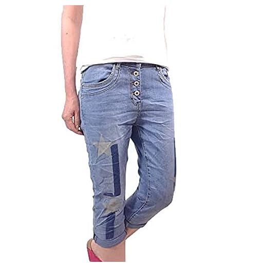Karostar Dam denim Bermuda Capri-byxor | korta jeans byxor med stjärnor