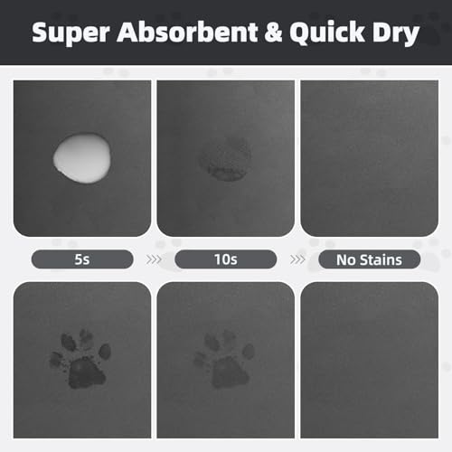 Image of PADOOR Pet Feeding Mat-Absorbent Dog Mat for Food and Water Bowl-No Stains Easy Clean Dog Food Mat-Quick Dry Water Dispenser-Puppy Supplies Accessories