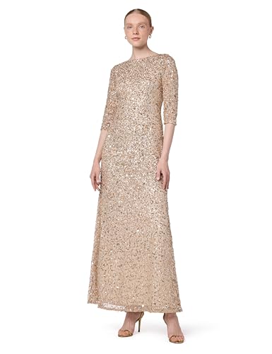 Adrianna Papell womens 3/4 Sleeve Scoop Back Beaded Gown Formal