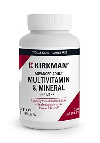 Kirkman - Advanced Adult Multivitamin & Mineral With 5-Mthf - 180 Capsules - Potent Broad Spectrum Vitamin/Mineral Supplement - Supports Cell Turnover - Hypoallergenic #TOP17